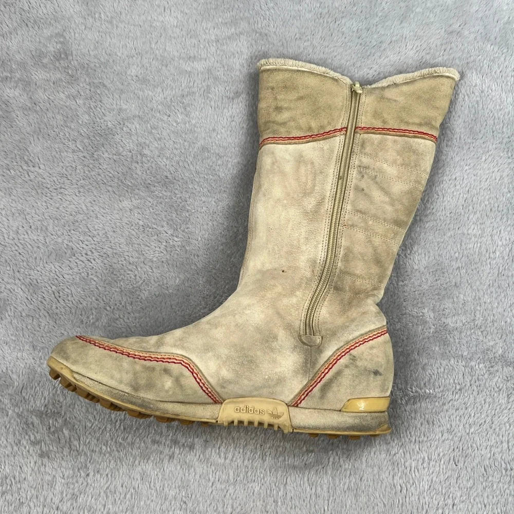 Adidas Suede Faux Fur Lined Winter Boots 8.5 Beige Women Y2K Gorpcore 464051
